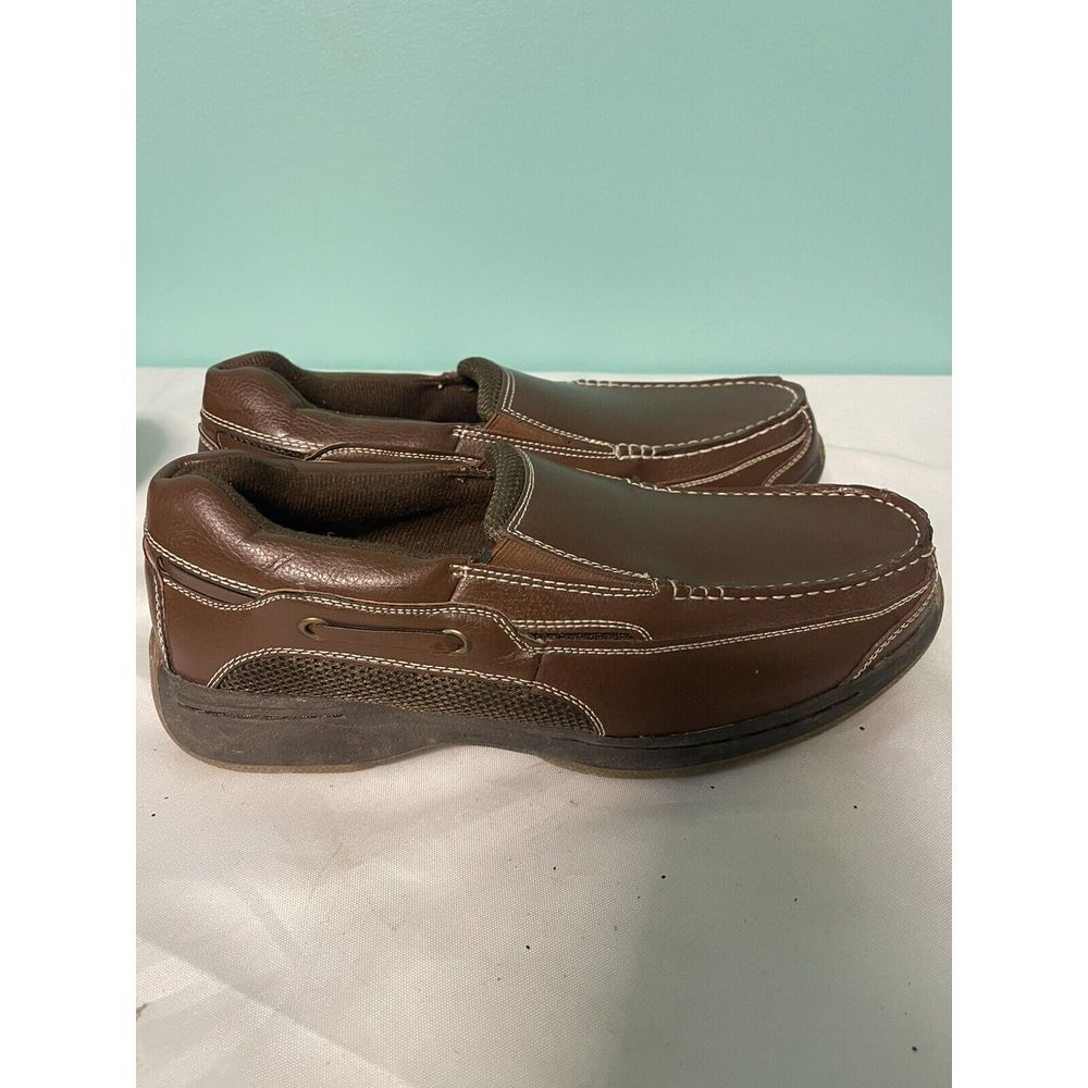 Dr Scholls Slip On Loafer Mens 10. D Brown Leather Boat Shoes S-214